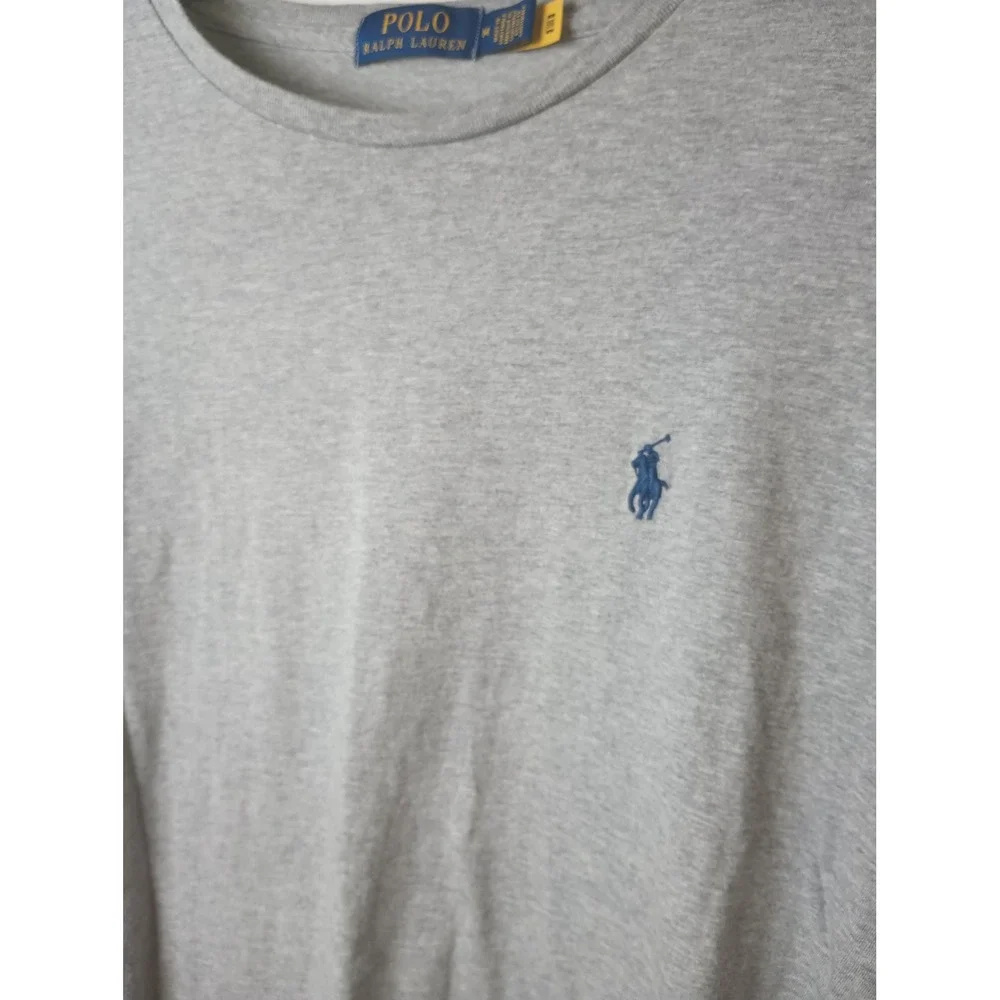 Polo Ralph Lauren Mens Long Sleeve Crewneck T-Shirt Heather Gray Blue Pony M